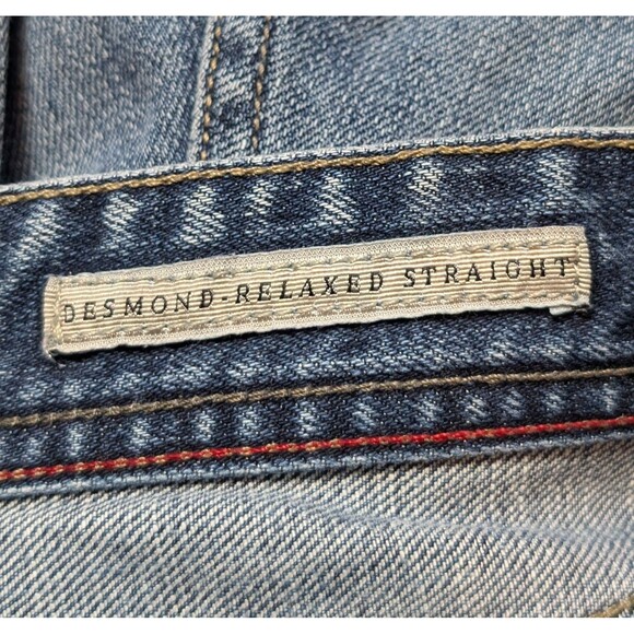 Guess Size 32X30 Desmond Relaxed Straight Jeans Distressed Whiskered Stretch - Picture 8 of 12